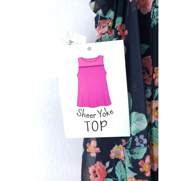 Bobbie Brooks Baby Doll Tank Top Women's Size Large Black Floral - Picture 5 of 8